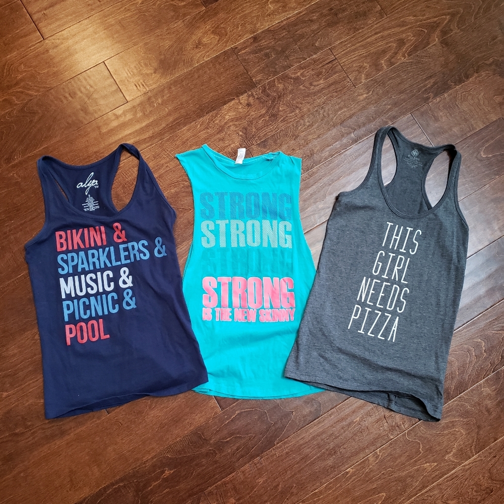 3 graphic sport tank tops